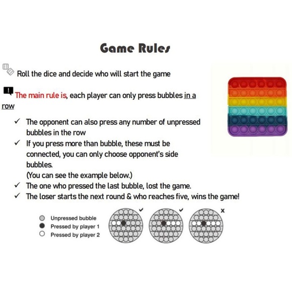 New Square Rainbow Fidget Bubble Push Pop Toy - Picture 7 of 7